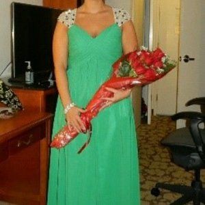 Green Crystal detail Full length Dress Formal Prom Wedding medium 12